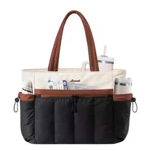 Lovevook Pufflet Two Tone Tote Shoulder Bag Color Block Travel Laptop Luggage thumbnail 6