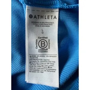 Athleta Renew Ribbed Cropped Tee Blue Short Sleeve‎ Crew Neck Yoga Top Large thumbnail 7
