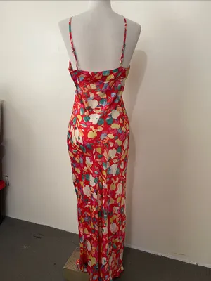 BCBGeneration Red Floral Cross-Strap halter Maxi Dress thumbnail 3