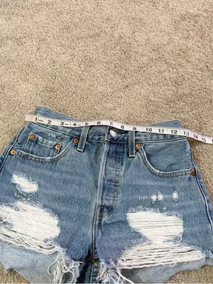Levi’s Women’s 501 Original Fit High Rise Jean Short Distressed in Med Wash 24 thumbnail 8