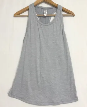 Yogalicious Tank Top Women M Gray Split Tie Back Racerback Workout‎ Yoga Running thumbnail 1