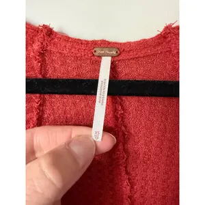 Free People Drippy Ventura Top Women XS Rust Waffle Knit Thermal Boho Red Orange thumbnail 2