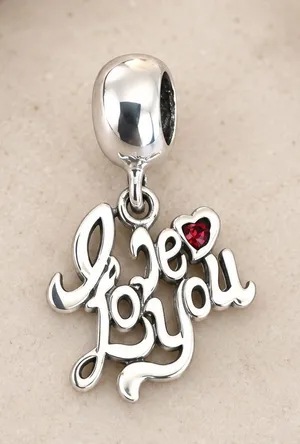 Vintage IBB Charm “I Love You” Thailand Sterling Silver Red Heart Stone thumbnail 1