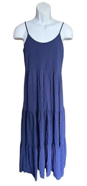 Womens Primark Cares Navy Blue Sleeveless Tiered Maxi Dress - Sz 4 thumbnail 1