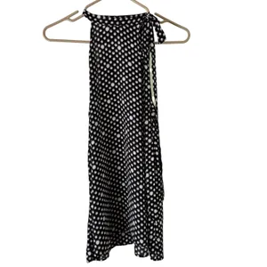 LOFT Halter Top Sleeveless Tie Neck Blouse Black White Polka Dot M‎ thumbnail 8