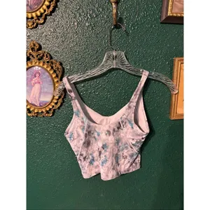 Lululemon Blue Gray Floral Cropped Align Tank Top Size 4 thumbnail 2