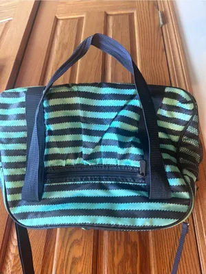 Thirty-One All-In Tote Deep Sea Wave Diaper Bag Gym Travel Beach Blue Stripe thumbnail 1