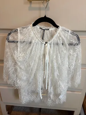 Anthropologie Lace Tie Front Poncho Cape thumbnail 2