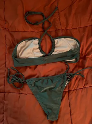 Cotton On Dark Green Brazilian Bikini Set thumbnail 2
