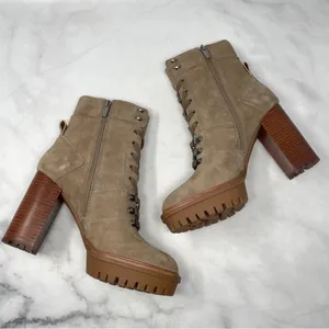 NEW Vince Camuto Emebrila Suede Platform Lug Sole Block Heel Combat Boots 10 thumbnail 4