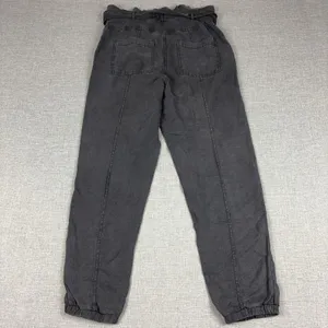 Anthropologie Wanderer Womens 4 Charcoal Gray Linen Paperbag Jogger Pants thumbnail 12