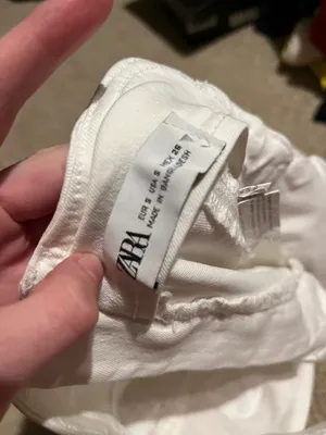 ZARA White sleeveless denim corset top never worn with zipper back thumbnail 5