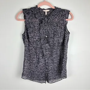 Rebecca Taylor Silk Blend Metallic Ruffle Sleeveless Blouse Size 00 thumbnail 10