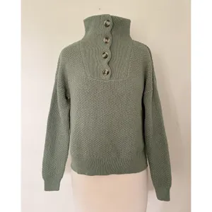 Madewell Canby Button Mockneck Knit Sweater Frosted Willow Preppy Soft Girl XXS thumbnail 2