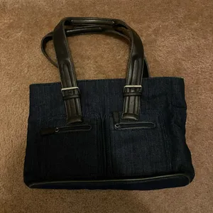 Stylish Black Denim Tote Bag thumbnail 1
