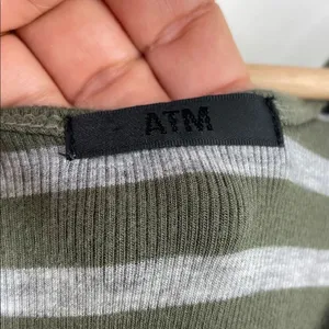 ATM Anthony Thomas Melillo Olive and Gray Striped Tank Top thumbnail 7