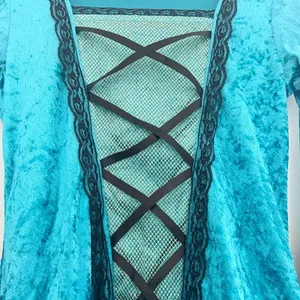 Charades Renaissance Queen Costume Blue Velvet Gown and Headpiece NEW IN PACKAGE thumbnail 3