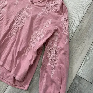 Soft Surroundings Cotton Pink Floral Embroidered Eyelet Babydoll Blouse size XL thumbnail 6