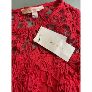 Skies Are Blue Lace Mini Dress‎ Womens XL Red Crochet Sleeveless Summer Short thumbnail 6
