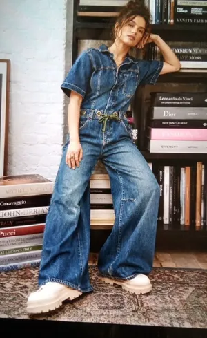 We The Free Edison Coverall Wide Leg Belted Button Streetwear Boho Western XS thumbnail 1
