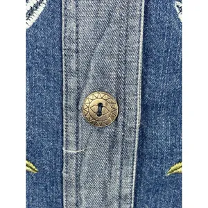 VTG 90s Bobbie Brooks Embroidered Floral Mixed Denim Shirt Button Up L Boho thumbnail 4