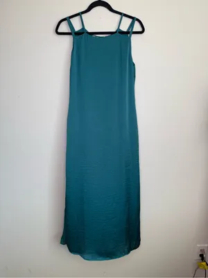Soft Surroundings Dress Peacock Turquoise Blue Teal Double Strap Wrap Style thumbnail 2
