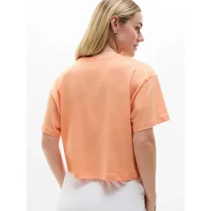 Athleta M True Cotton Crop Tee Papaya Orange Medium Regular thumbnail 5