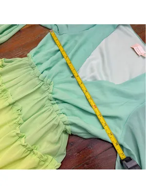 Champagne & Strawberry Rainbow Colorblock Tiered High Low Dress XS Chiffon Ombré thumbnail 9