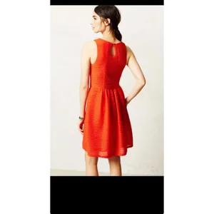 ANTHROPOLOGIE Bordeaux Orange Red Textured Sleeveless Tank Flow Mini Dress S thumbnail 2