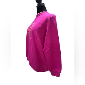 Kim Rogers Magenta‎ Floral Embroidered Sweatshirt L thumbnail 4