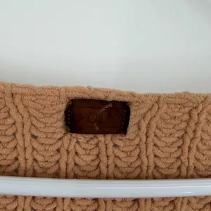 POL Womens Small Tan Chunky Knit Sweater Oversized V Neck Boho Openwork thumbnail 3