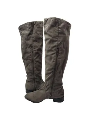 Lime Light Joaquin Faux Suede Studded Knee High Tall Gray Riding Boots Size 9 thumbnail 9