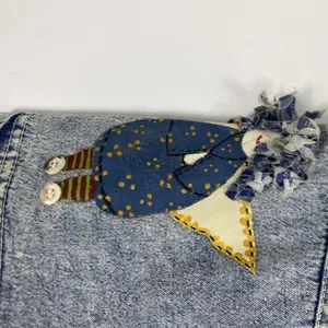 Vintage Angel Stars Denim Shirt Womens Large Blue‎ Applique Buttons 90s thumbnail 7