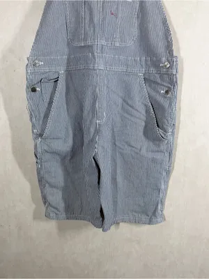Carhartt Women’s Hickory Stripe Denim Bib Overall Shorts Cotton in Blue White XL thumbnail 3