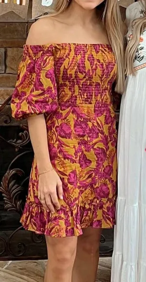 Olivaceous Purple And Yellow Mini Dress thumbnail 1