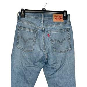 Levi's Women Jeans Wedgie‎ Skinny Button Fly Raw Hem Distressed Denim Blue Small thumbnail 10