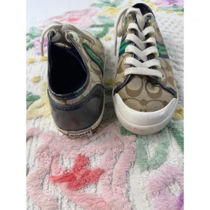 Coach Polly Signature Monogram Canvas Sneakers Brown Blue Green Womens 5.5B‎ thumbnail 5
