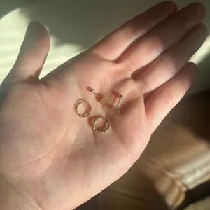 BN mejuri 14k gold sphere studs (2) + cartilage beaded mini hoops (2) thumbnail 1