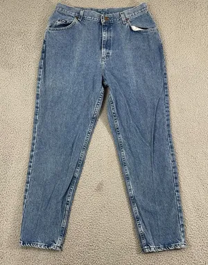 Vintage Lee Mom Jeans Women 14 Blue Medium Wash High Rise Tapered Leg Denim thumbnail 1