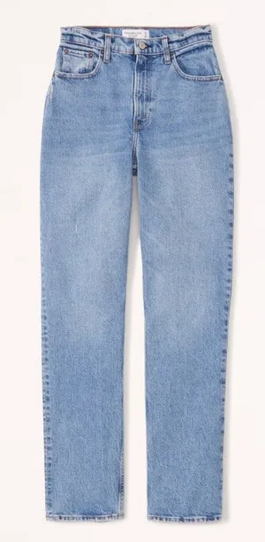abercrombie & fitch Curve Love Ultra High Rise 90s Straight Jean 37/ 24 short thumbnail 1