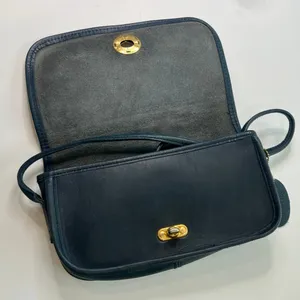 VINTAGE 90's Partners by MERVYNS Navy Blue Leather Front Flap Crossbody Purse thumbnail 3