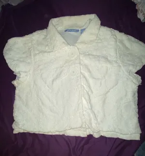Cara Ryan Ivory White Lace Short Sleeve Crop Button Jacket Blazer XL thumbnail 1