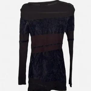 EGO CONTRAST SHEER KNIT FLUFFY Body con mini dress black small thumbnail 4