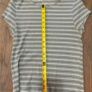 American Eagle Outfitters Gray and White Striped Tee thumbnail 1