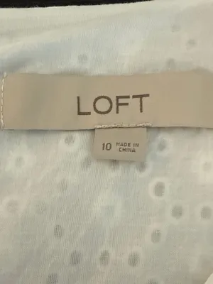 LOFT 100% Cotton White Eyelet V-Neck Dress thumbnail 2