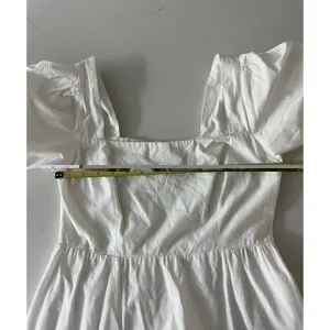 ASTR the Label Women’s White Poplin Puff Sleeve Dress Small Side Slit thumbnail 6