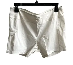 AB Addison Bay Biker Shorts Women Large White Athleisure Side Pockets Activewear thumbnail 1