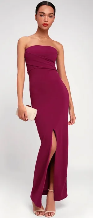 Lulus XL Own Night Berry Pink‎ Strapless Maxi Modern Evening Dress Sophisticated thumbnail 1