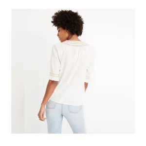 $82 Madewell Rainbow Smocked Peasant Top M thumbnail 5