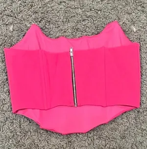 Winwin Hot Pink Cropped Boned Corset Tube Top thumbnail 2
